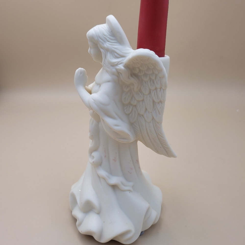 Vtg Partylite Angel of Light Bisque Taper Candle Holder‎ P0425 Retired With Box - Picture 5 of 10